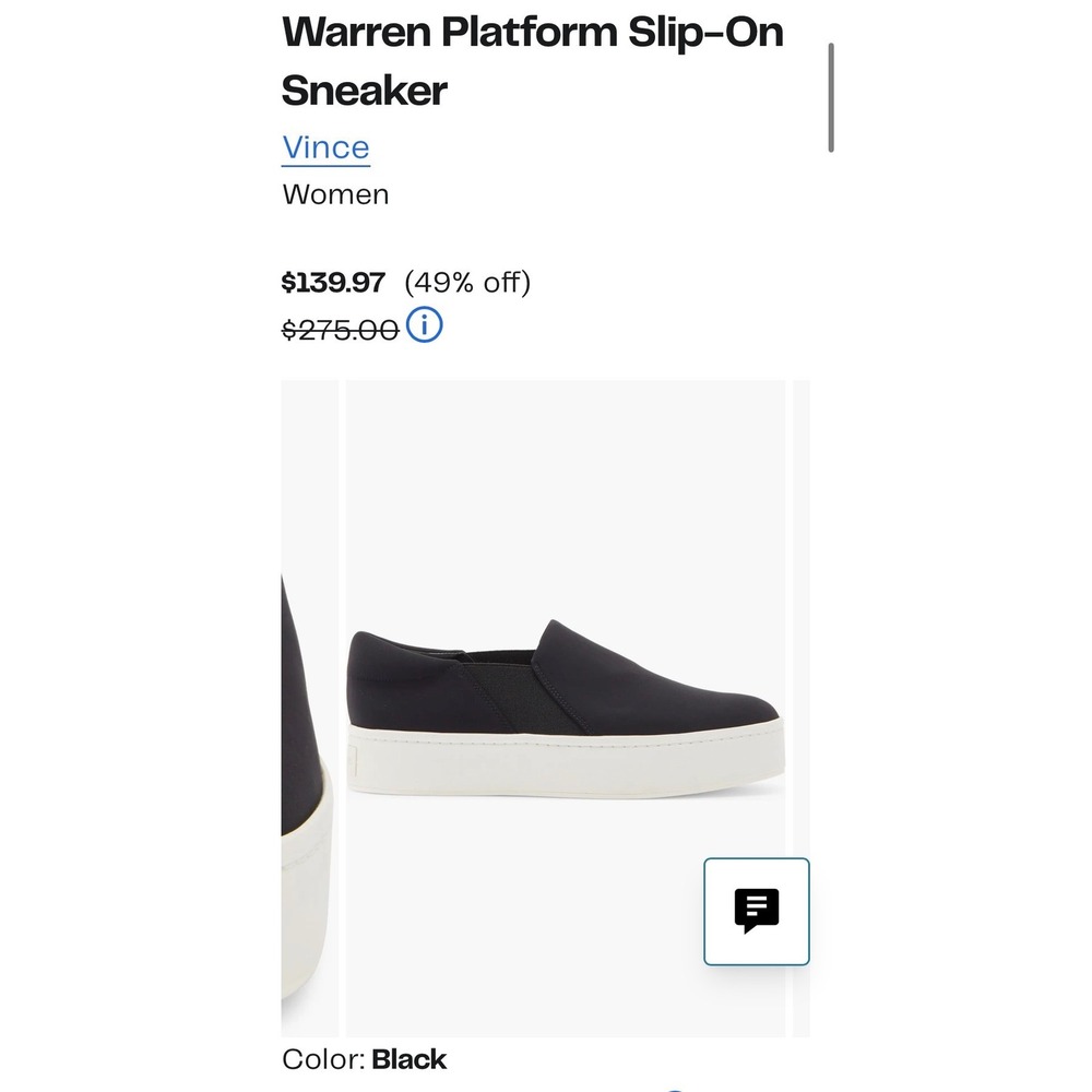 Vince. Warren Platform Slip On Sneakers | Black Canvas Loafer Sneaker Size 7 - Picture 2 of 14